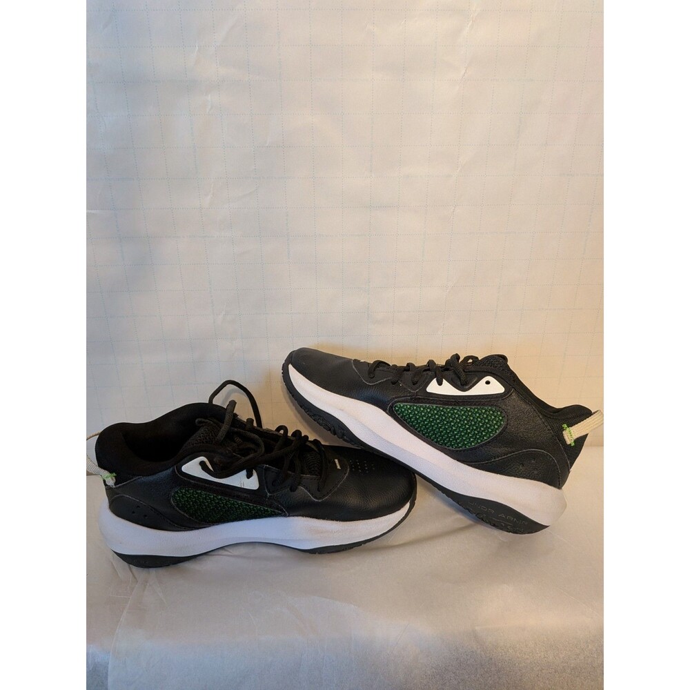 Under Armour Lockdown 6 Shoes - Black, Green & White / US Size: 7Y (Youth)